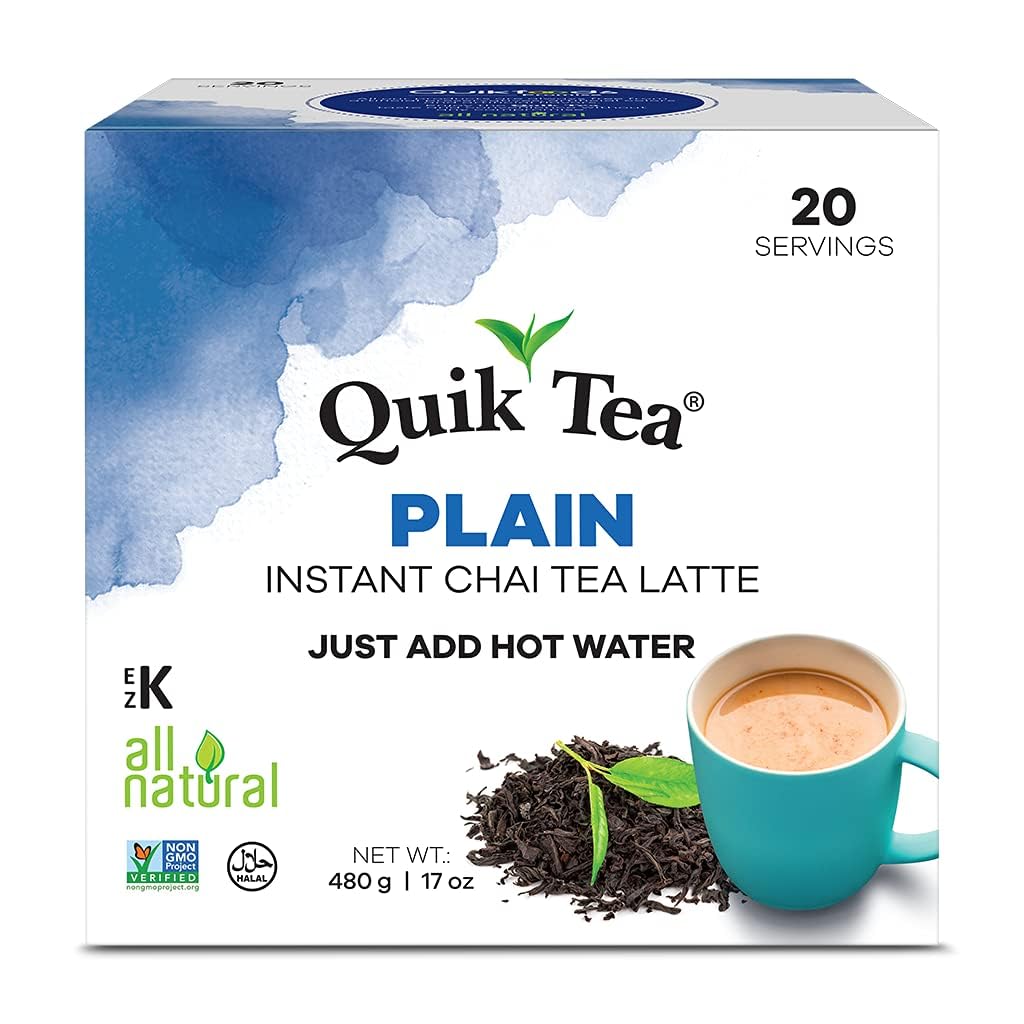 QuikTea Plain Chai Tea Latte - 40 Count (2 Boxes of 20 Each) - Indian Tea