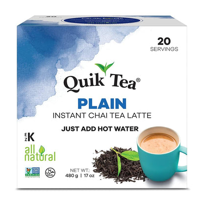 QuikTea Plain Chai Tea Latte - 40 Count (2 Boxes of 20 Each) - Indian Tea