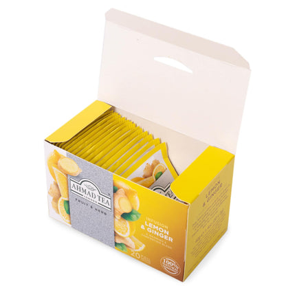 Ahmad Tea Sachet Infusion Foil-Enveloped Teabags, Lemon and Ginger, 20 Count (Pack of 6)