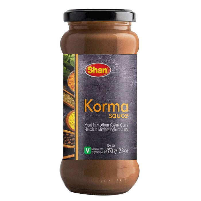Shan Korma Cooking Sauce 12.3oz (350g) - Simmer Sauce for Meat in Medium Yogurt Curry - Easy to Cook Delicious Meal at Home - Suitable for Vegetarians