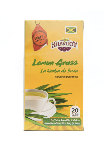 Shavuot Jamaican Lemon Grass Tea Pack of 3 / La Hierba de limon - Caffeine Free 100% Natural 20 Bags Each