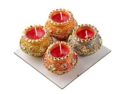 Flower Wax Matki Diya 4pc 2.25inch #251