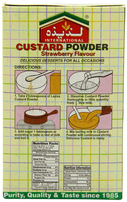 Laziza Custard Powder- Strawberry Flavor 300 gms - Indian Spices