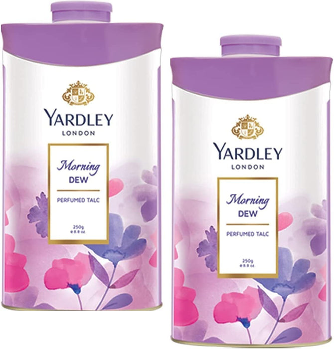 Yardley London Fresh Floral Fragrance Locked in a Fine & Silky Perfumed Talcum Powder (Yardley London Morning Dew, Pack of 3 250Gram)