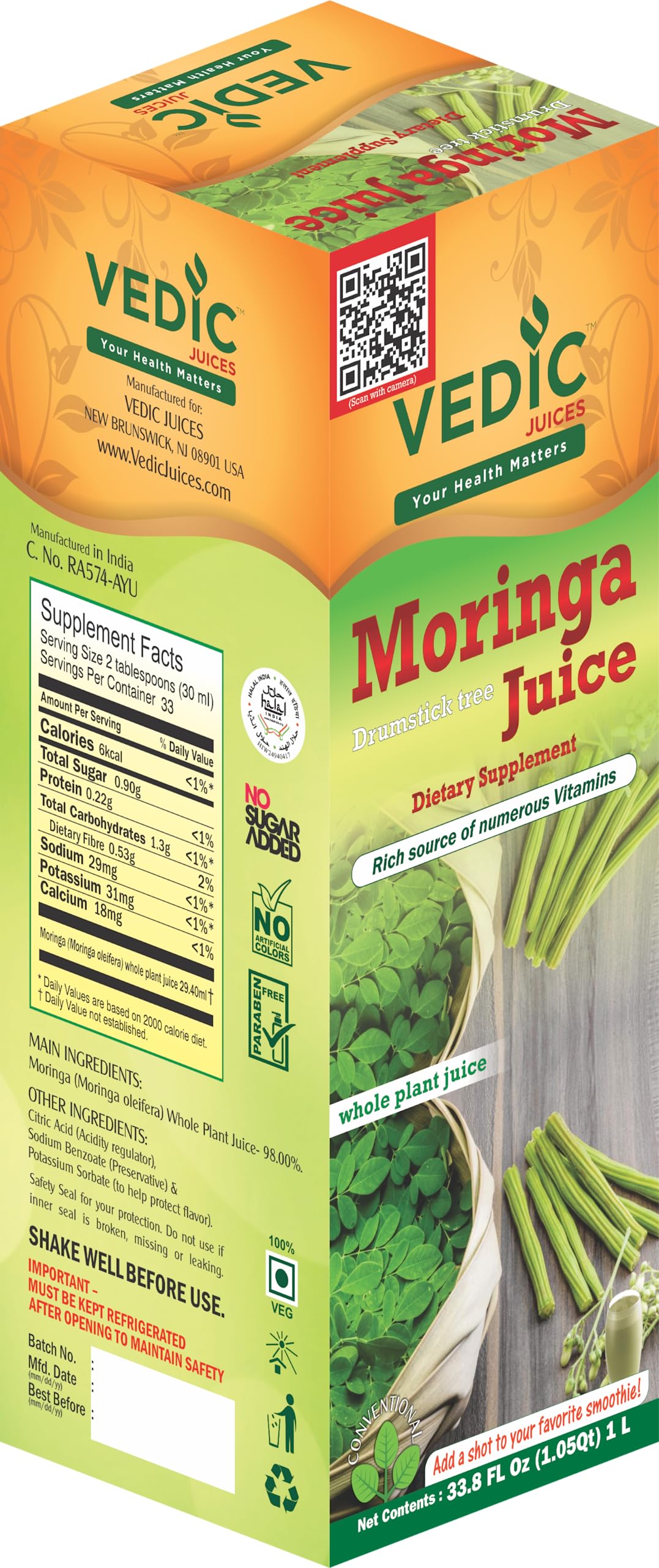 Vedic Moringa Juice | Rich Source of Numerous Vitamins 1L