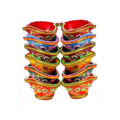 K. Pan Multi Diya 12pc 2.5inch #211 - Diwali Clay Diya