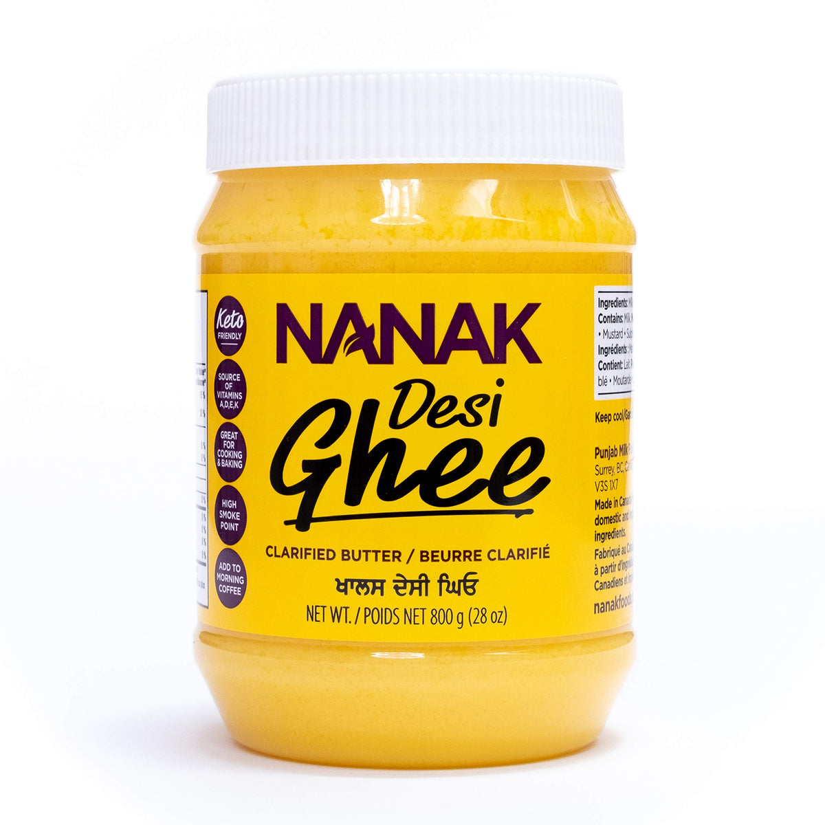 Nanak Desi Ghee Clarified Butter - Premium Quality, Keto Friendly, Certified Paleo, Lactose-Free, Source of Vitamins A & D Great Alternative for Butter Suitable for Cooking (28 oz)