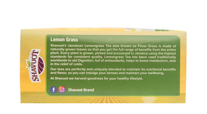 Shavuot Jamaican Lemon Grass Tea Pack of 3 / La Hierba de limon - Caffeine Free 100% Natural 20 Bags Each