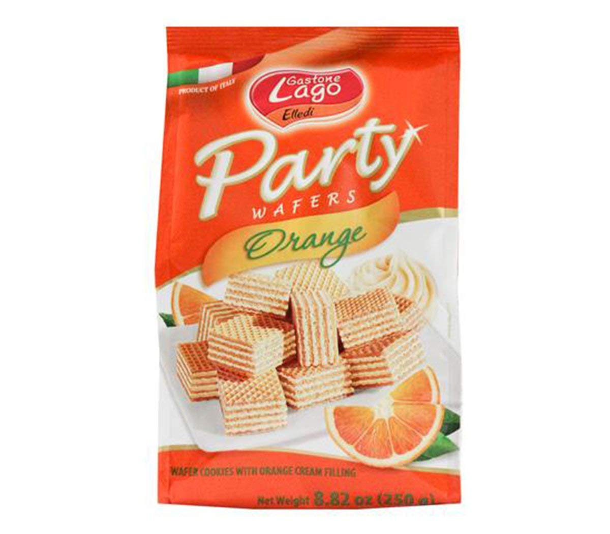 Gastone Lago Party Wafers Orange Cream Filling 8.82 oz, 250g (Pack of 1)