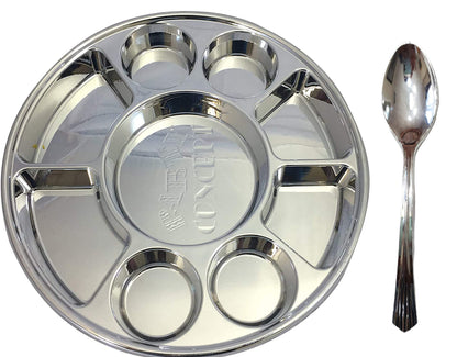 9 Compartment Disposable Silver Plates - Indian Thali Plastic Tray