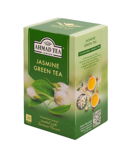 Ahmad Tea Green Tea, Jasmine Romance Teabags, 20 ct (Pack of 6) - Caffeinated & Sugar-Free