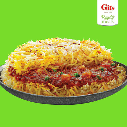 Gits Vegetable Biryani long grain aromatic Indian Basmati rice. Microwave for 1-2 mins | Ready to Eat Entre | 46.5 Oz (Pack of 5 X 9.3 Oz each)