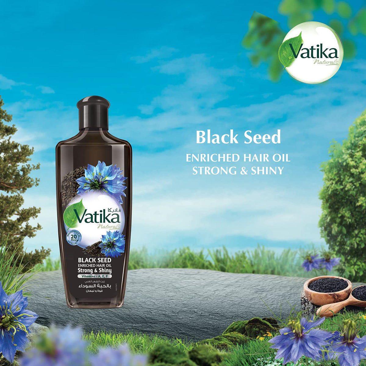 Dabur Vatika Naturals Enriched Hair Oil, Natural Moisturizing, Strengthening and Hair Oil for Healthy Scalp, Nourishing Hair Oil for Soft, Manageable, Smooth & Silky Hair From Root to Tip (Black Seed)