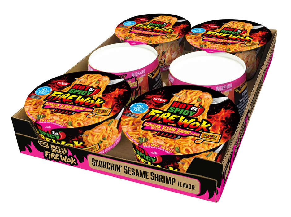 Nissin Hot & Spicy Fire Wok, Scorchin' Sesame Shrimp, 4.55 Ounce (Pack of 6)