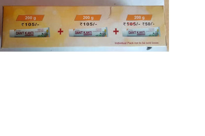 Patanjali Dant Kanti Natural Big Saver Pack 200g+200g+200g - Save 55/- - Bath & Shower