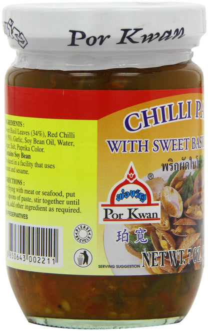 Por Kwan - Chilli Paste with Sweet Basil Leaves (Net Wt 7 Oz)