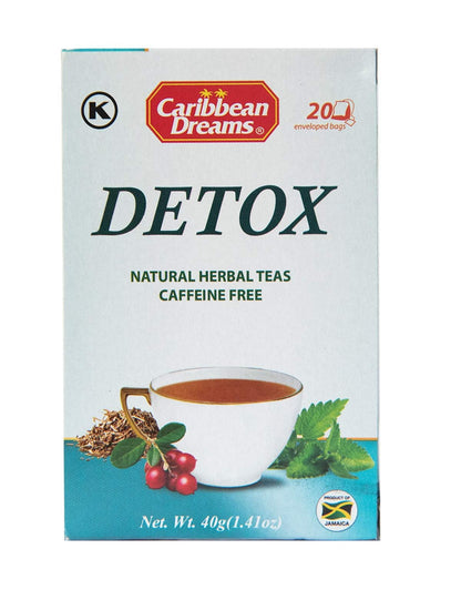 Caribbean Dreams Detox Tea, 20 Tea Bags, Herbal Cleansing Tea, All Natural, Caffeine Free (Pack of 3-60 tea bags) - Desintoxicacion Te De Hierbas Naturales