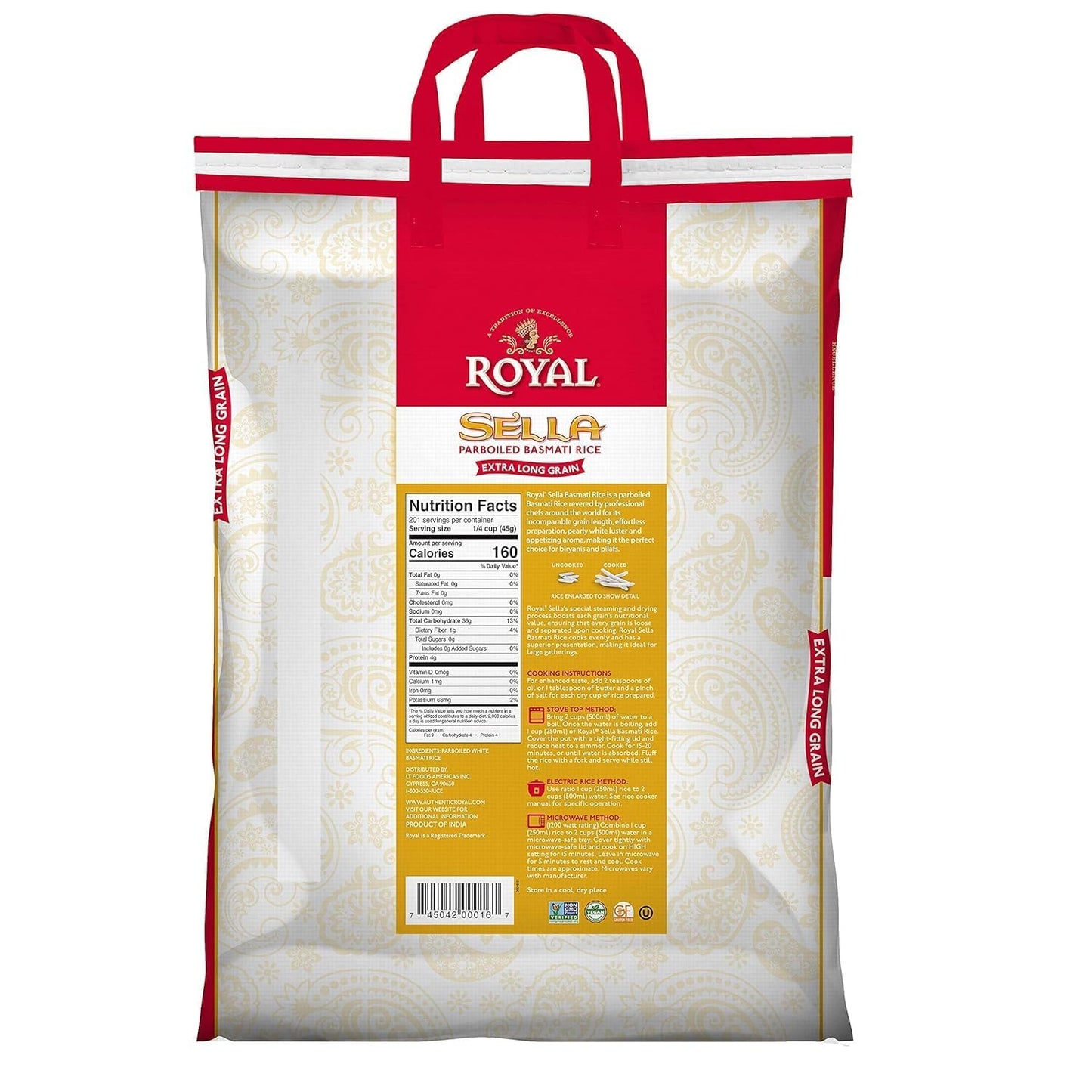 Royal Sella Xtra Long Grain Parboiled Basmati Rice 10 lbs