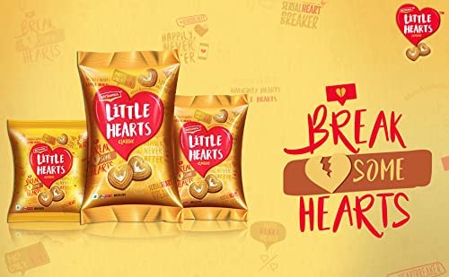 Britannia Little Hearts Biscuits 2.6oz (75g) - Biscuit de Patits Coeurs - Soft and Delicious Biscuits - Kids Favorite Cookies - Suitable for Vegetarians (Pack of 6)