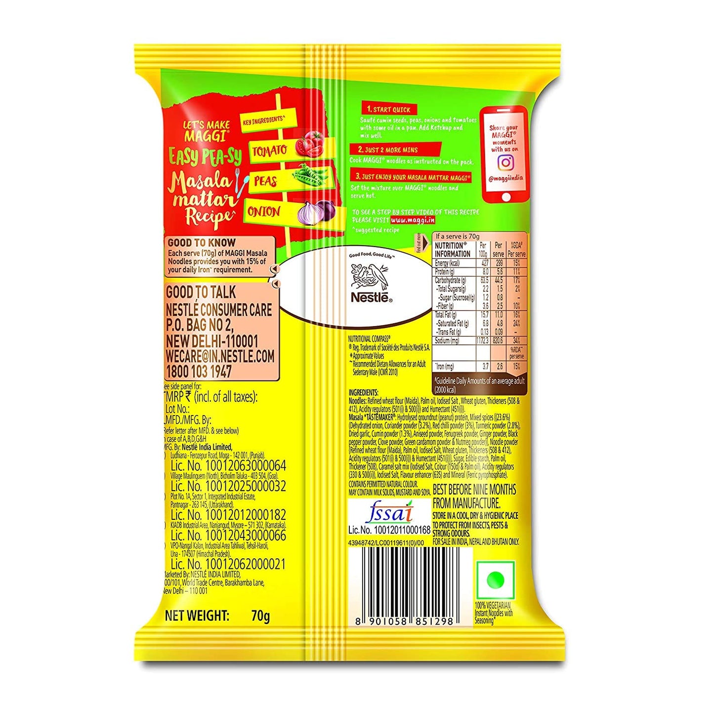 Maggi Masala 2-Minute Noodles India Snack - 24 Pack
