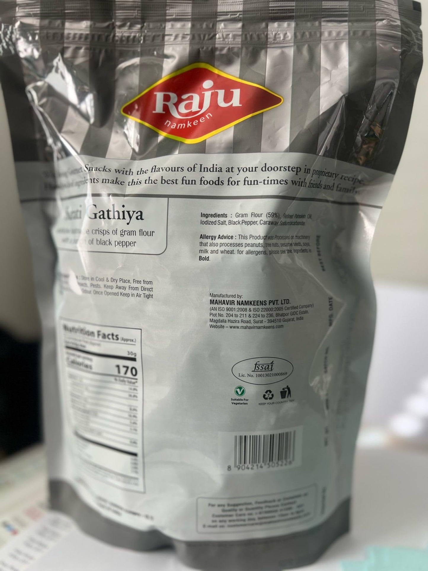 Raju Namkeen Surati Gathiya 400 gms, 14 Ounce (Pack of 1)