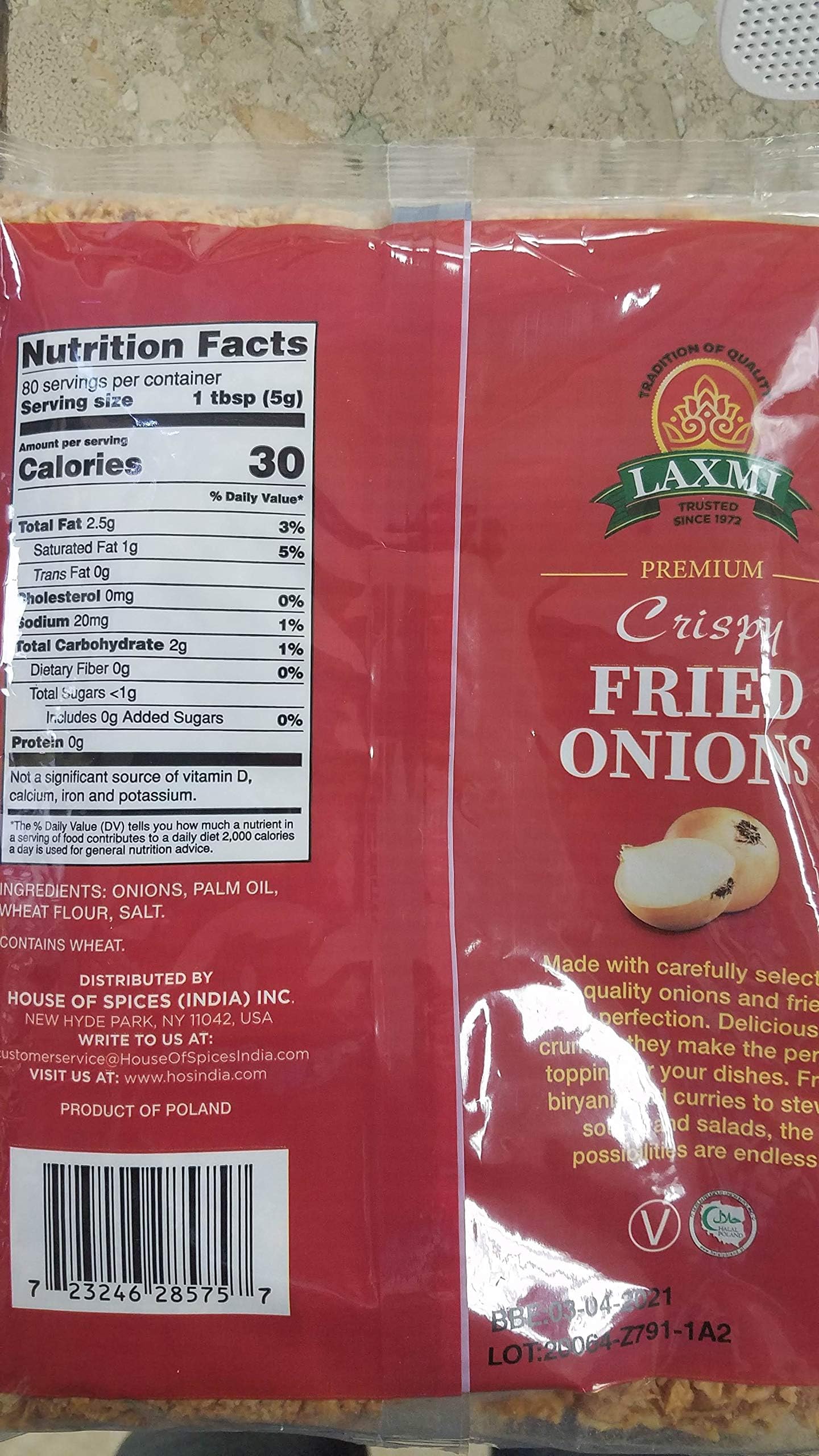 Laxmi Crispy Fried Onions 400 gm - Food / Masala / Dal