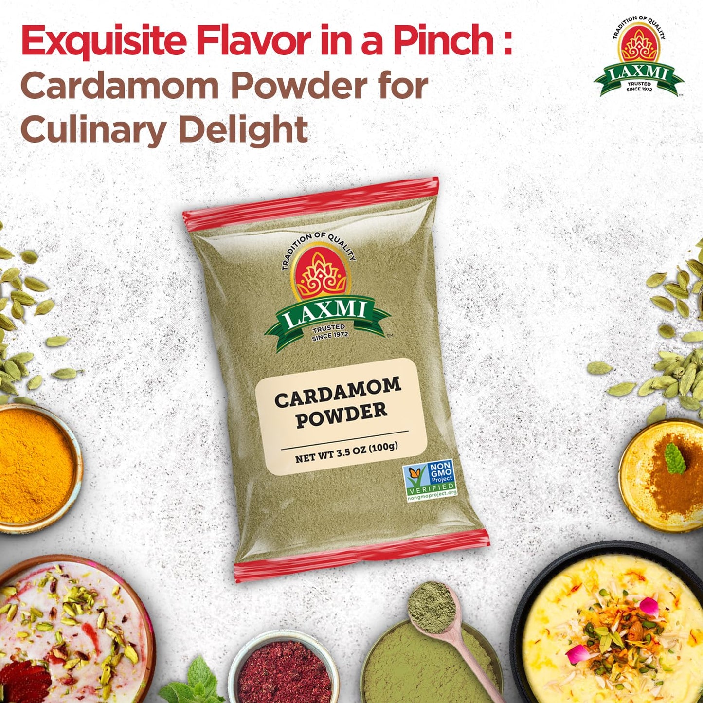 Laxmi Cardamom Powder 3.5 Oz - Indian Spices