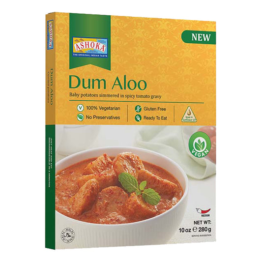 Ashoka Real Indian Meals 1932, Vegan Potato Curry, Ready to Eat Dum Aloo, All-Natural Instant Meals, Great for Offices, Healthy Work Lunch, Gluten-Free, and with No Preservatives, Pack of 1