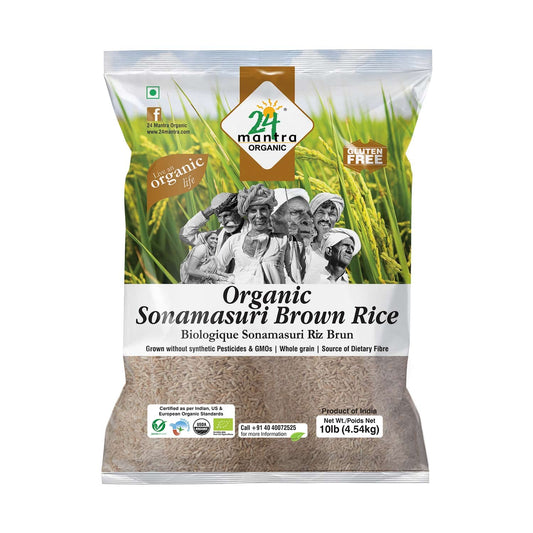 24 Mantra Organic Brown Sonamasuri Rice 10 lbs