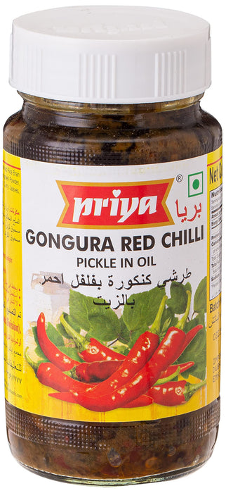 Priya Gongura , Red Chilli Pickle With Garlic 300 gms