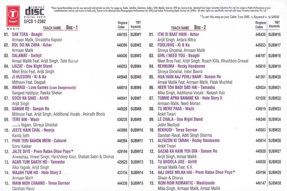 Sound Of Bollywood 22 - Hindi Songs CD (Latest Bollywood Film Hits From 2016 Bollywood Songs) [Audio CD]