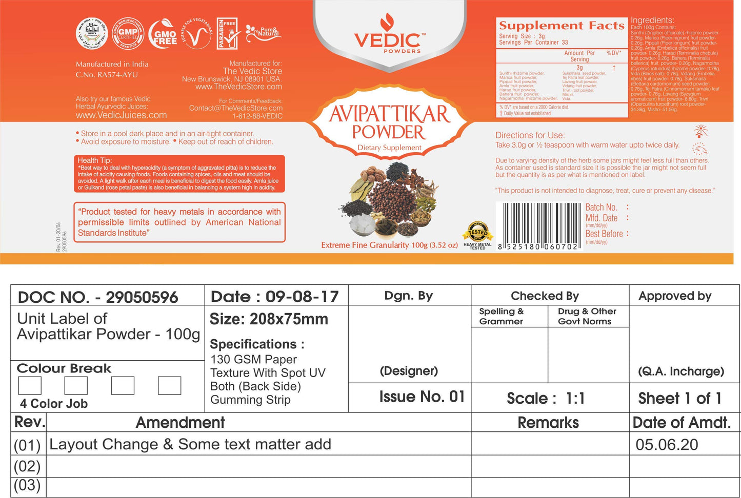 Vedic Care Avipattikar Powder 100gm