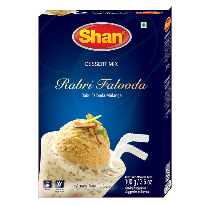 Shan Rabri Falooda Dessert Mix 3.5 oz (100g) - Powder for Ice Cream, Dry Fruit and Noodles milk Shake - Suitable for Vegetarians - Airtight Bag in a Box