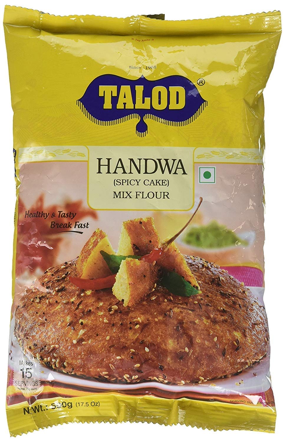 Talod Instant Handwa Mix Flour - Ready to Cook and eat - Gujarati Snack Food - 500 Grams (Pack of 12)