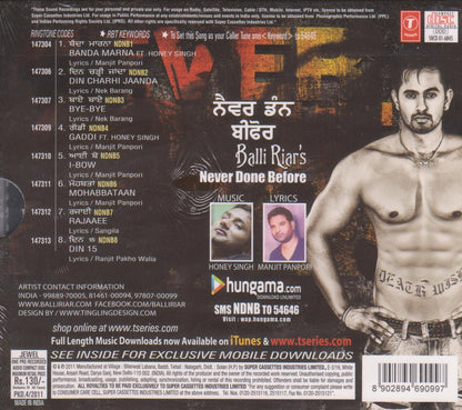 Never Done Before - Punjabi Pop [Audio CD] Balli Riar and Honey Singh