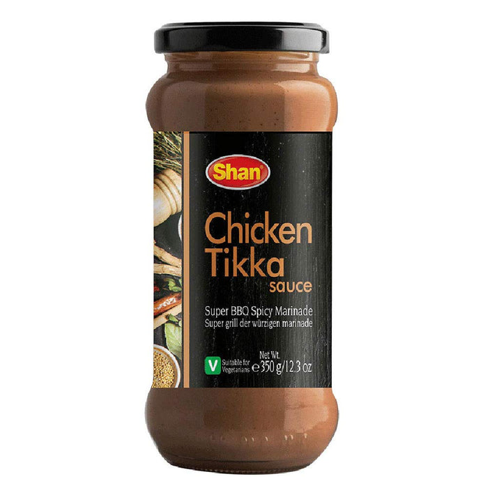 Shan Chicken Tikka Cooking Sauce 12.3oz (350g) - Simmer Sauce for Super Spicy BBQ Marinade - Easy to Cook Delicious Meal at Home - Suitable for Vegetarians