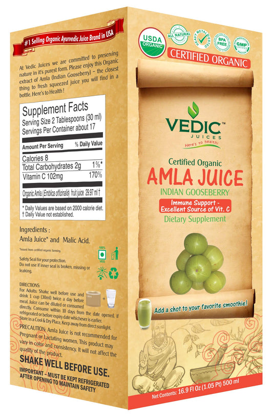 Vedic Organic Amla Juice | Immunity Boosting, Excellent Source of Vitamin C 500ml