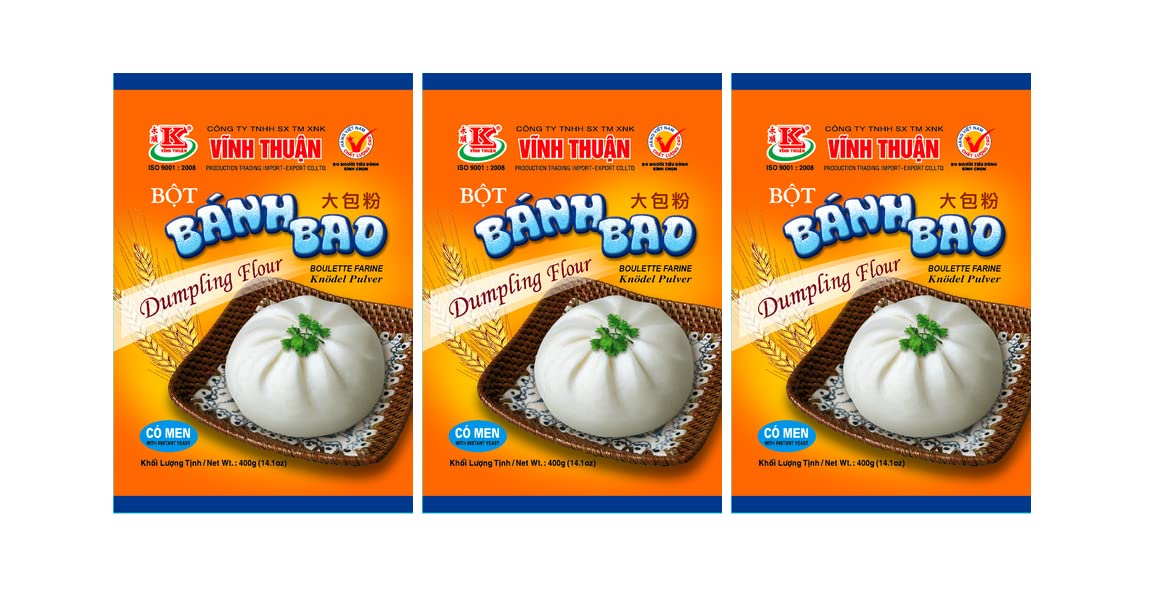 Vinh Thuan  Dumpling Flour Mix  Vietnamese Bot Banh Bao  1 Bag (14.1oz, Pack of 3)