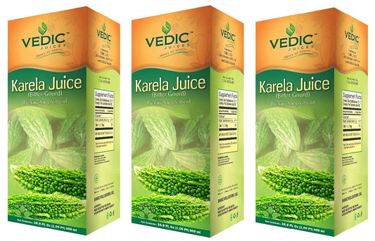 (Pack of 3) Vedic Karela Juice Bitter Gourd (500ml) 16.9 Fl oz