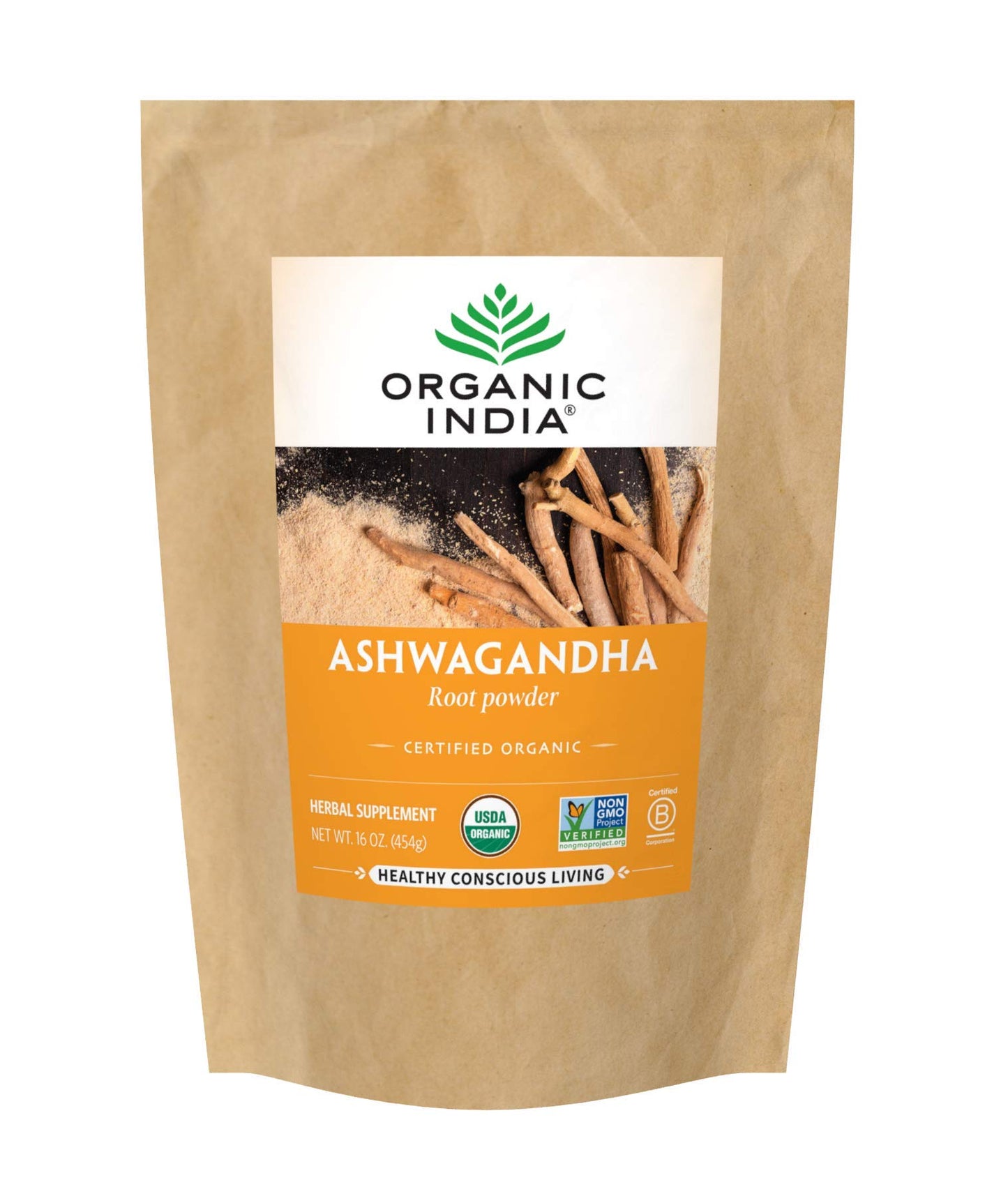 ORGANIC INDIA Ashwagandha Herbal Supplement Powder 1lb Bag