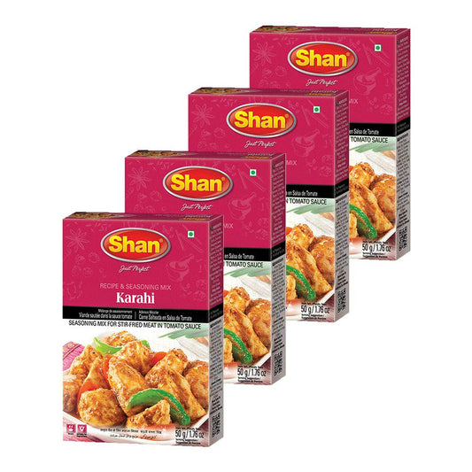 Shan - Karahi Seasoning Mix (50g) - Spice Packets for Karahi Masala (Pack of 4)