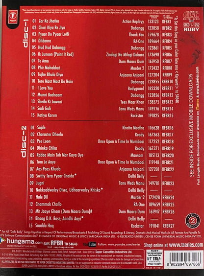 Red FM Superhits Top 30 Bollywood 2 CD Set [Audio CD] Ra.One; Dum Maaro Dum; Murder 2 and Rockstar
