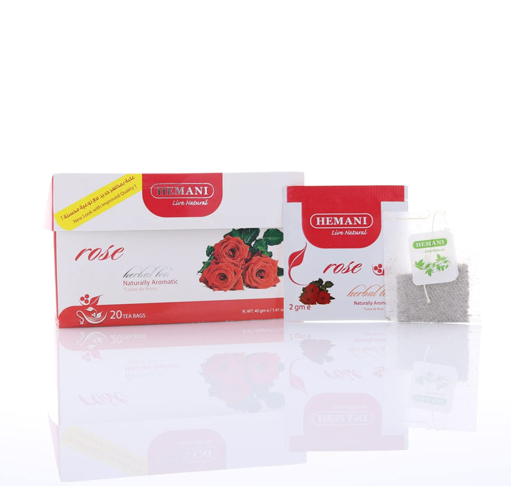 HEMANI Rose Herbal Tea - 20 Tea Bags in a Box