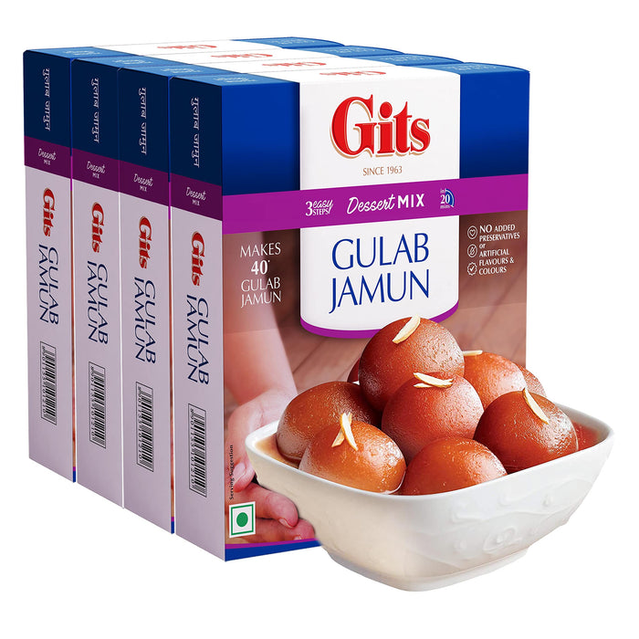 Gits Instant Gulab Jamun Dessert Mix, 800g (Pack of 4 X 200g Each)