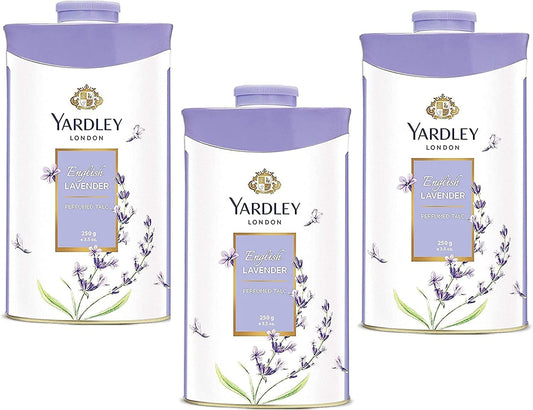 Yardley London Fresh Floral Fragrance Locked in a Fine & Silky Perfumed Talcum Powder (Yardley London English Lavender, Pack of 3 250Gram)