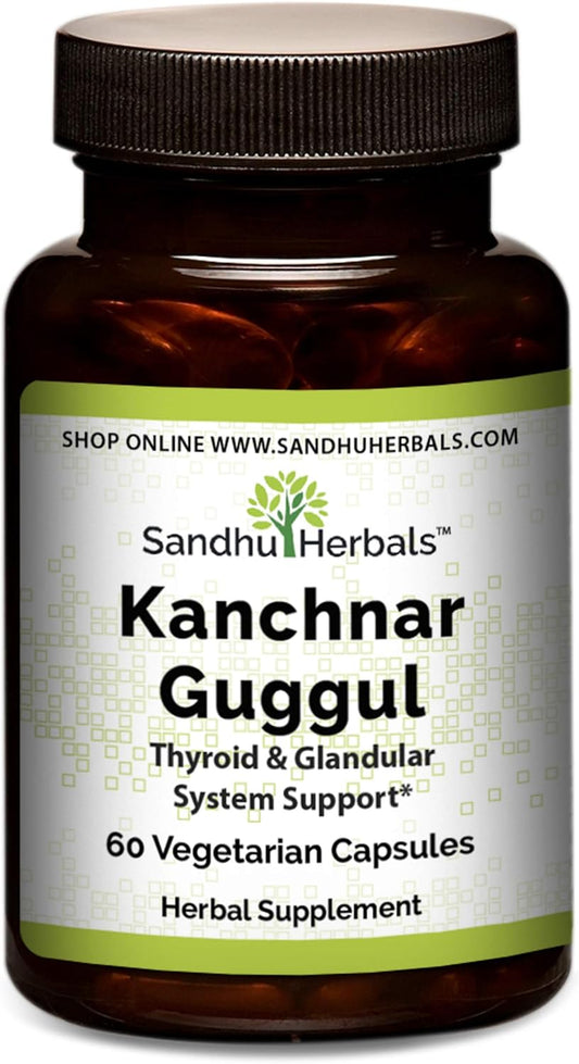 Kanchnar Guggul 500 mg Per Serving Vegetarian Capsules 60 Ct - Supports Healthy Thyroid Function, Healthy Glandular Function and Promote Healthy Weight Management.