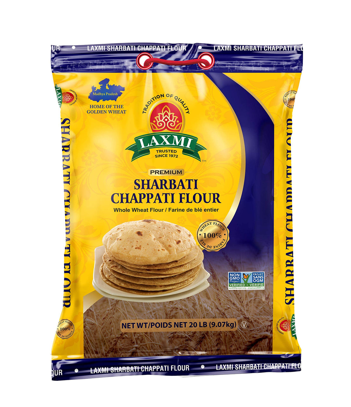 Laxmi Sharbati Chapati Flour 20 lbs - Whole Wheat Atta