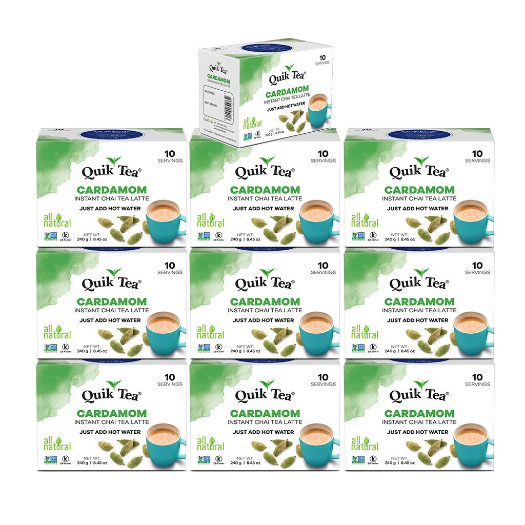 QuikTea Cardamom Chai Latte, 10 Boxes, 10 Bags per Box (100 Total Count))