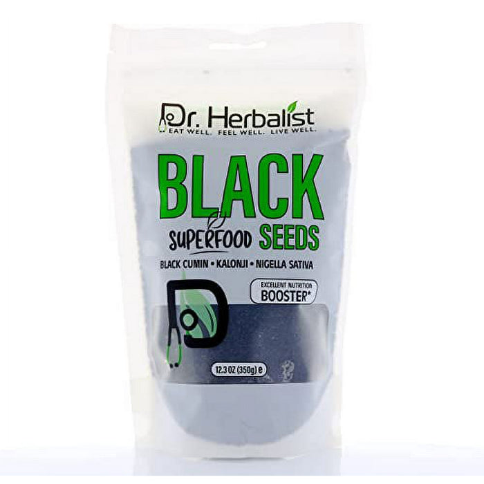 DR. Herbalist | Black Seeds 12.3 OZ (350g) - Black Cumin Seed Whole - Comino Negro Seed - Kalonji Seeds - Whole Nigella Sativa Seed - Excellent Nutrition Booster - Digestive Health