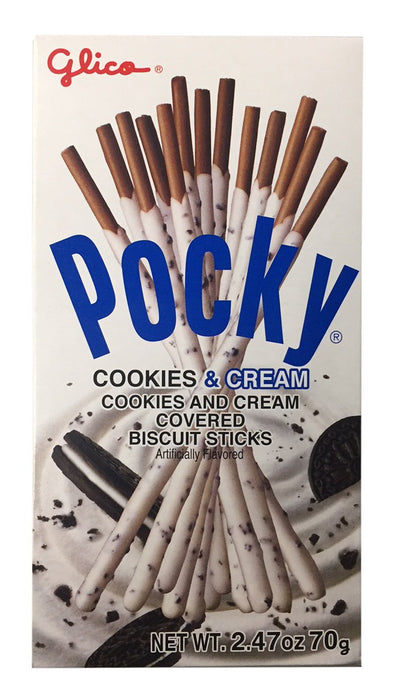 Pocky Cream Covered Biscuit Sticks 2.47 oz per Pack (Cookies and Cream, 2 Pack)